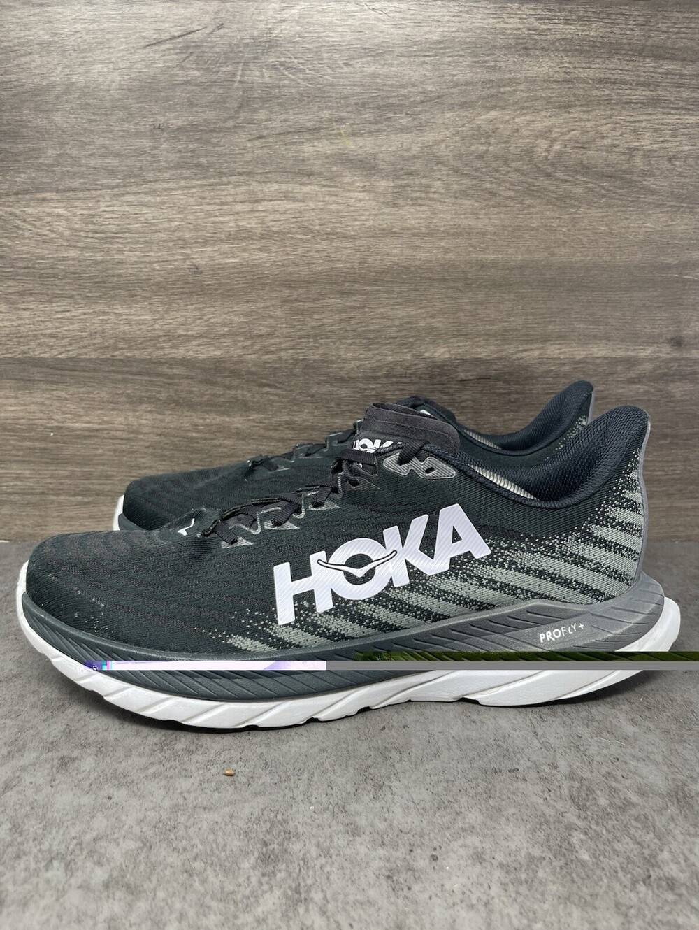 HOKA ONE ONE Mach 4 Mens Size 12 D Black Dark Shadow Running Shoes Profly Plus